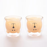 Kuber Industries 10 Pcs Cute Teddy Bear Cups | Borosilicate Double Wall Glass Cups | Microwave Safe | Heat Resistant | Scratch Proof | 250 ML | Pack of 5 | Amber